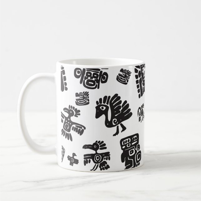 Caneca De Café Padrão Étnico Preto Maya (Esquerda)