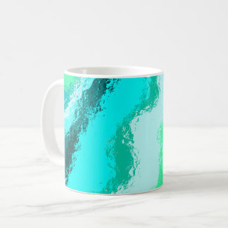 Caneca De Café Padrão Expressivo e Pinturesco Azul Verde Turquesa