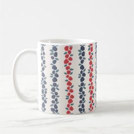 Caneca De Café Padrão Farmhouse do Campo Floral Vermelho Azul