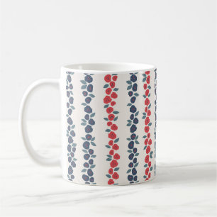 Caneca De Café Padrão Farmhouse do Campo Floral Vermelho Azul
