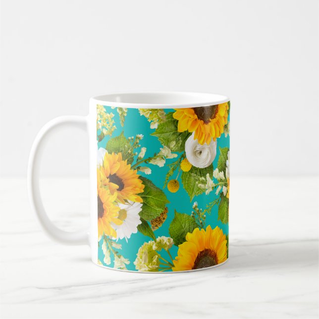 Caneca De Café Padrão feliz de girassol de verão (Esquerda)