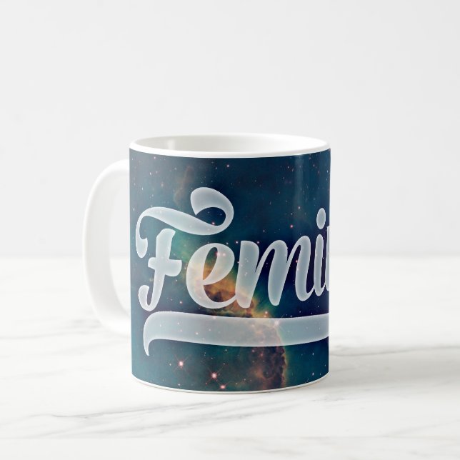Caneca De Café Padrão Feminista da Galáxia Espacial (Frente Esquerda)