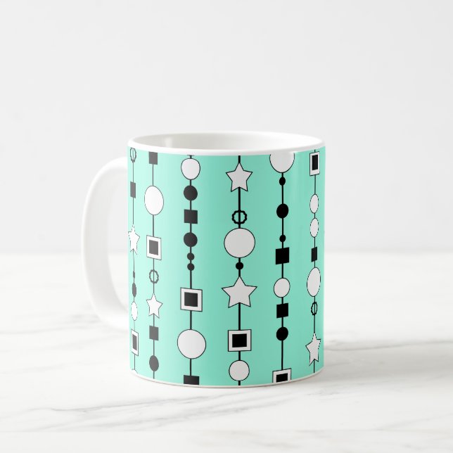 Caneca De Café Padrão festivo com contas de cordão e estrela de j (Frente Esquerda)