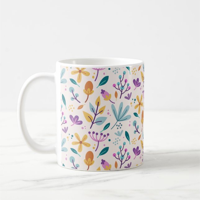 Caneca De Café Padrão Floral (Esquerda)