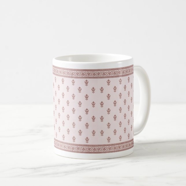 Caneca De Café Padrão Floral A Rosa De Cogumelo (Frente Esquerda)