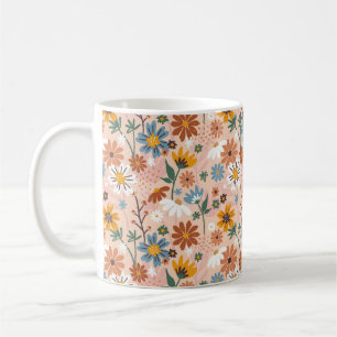 Caneca De Café Padrão Floral Abstrato Pintado à Mão- 23136