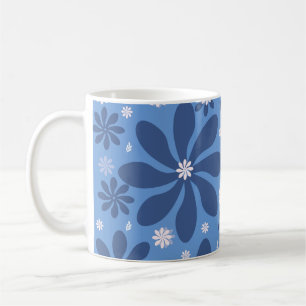 Caneca De Café Padrão Floral Azul - Acesso ao Na moda