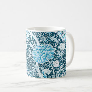 Caneca De Café Padrão Floral Azul William Morris Pré-Rafaelitas