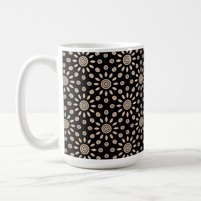 Caneca De Café Padrão Floral Boho Golden Sun Retro (Esquerda)