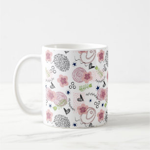 Caneca De Café Padrão Floral Bonito