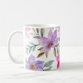 Caneca De Café Padrão Floral Bonito Rosa de Lavanda Lilac