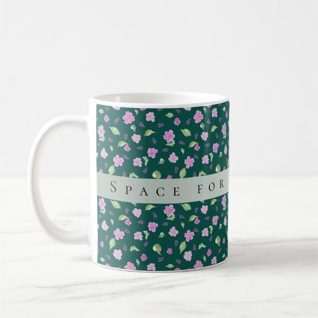 Caneca De Café Padrão Floral Botânico Simples (Esquerda)
