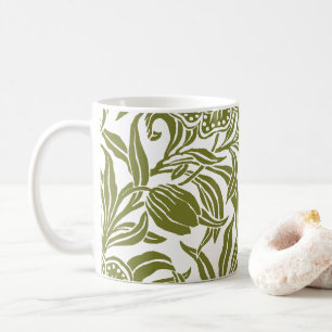 Caneca De Café Padrão Floral Botânico Vintage Art Nouveau