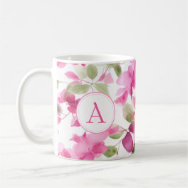 Caneca De Café Padrão Floral Bougainvillea Alphabet Café