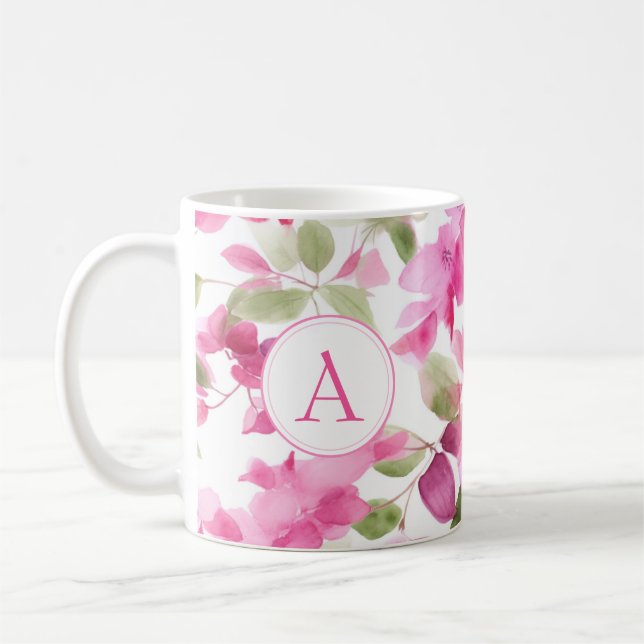 Caneca De Café Padrão Floral Bougainvillea Alphabet Café (Esquerda)