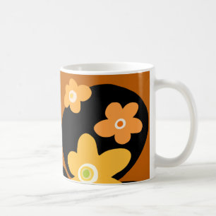 Caneca De Café Padrão floral castanho