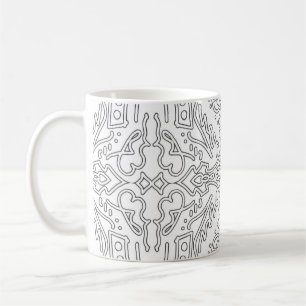 Caneca De Café Padrão Floral Cinza Minimalista