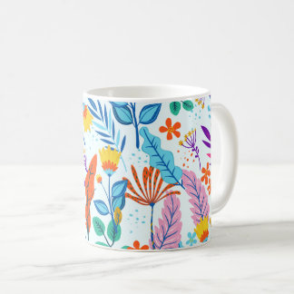 Caneca De Café Padrão Floral Colorido