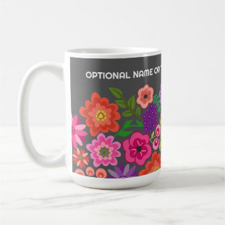Caneca De Café Padrão Floral Colorido Menino Nome Personalizado M
