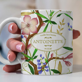Caneca De Café Padrão Floral Com Estilo Vitoriano Chapa