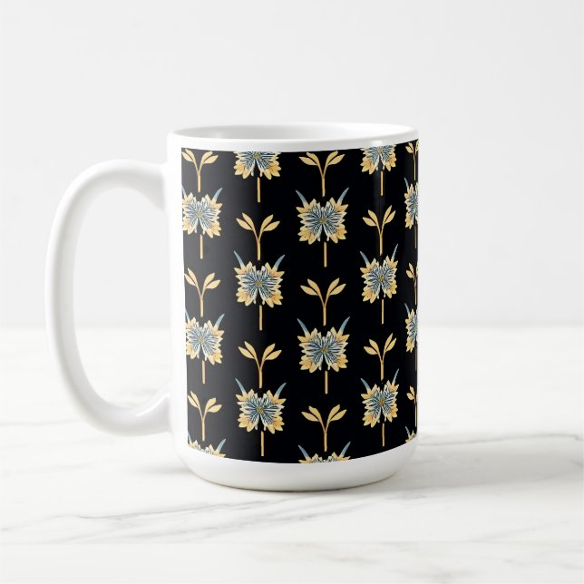 Caneca De Café Padrão Floral Com Flores Amarelas (Esquerda)