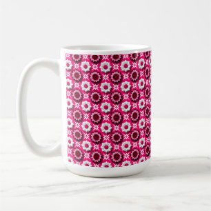 Caneca De Café Padrão Floral Com Lótus Rosa e Branco Vibrante
