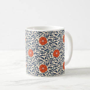 Caneca De Café Padrão floral contínuo com flor laranja vibrante
