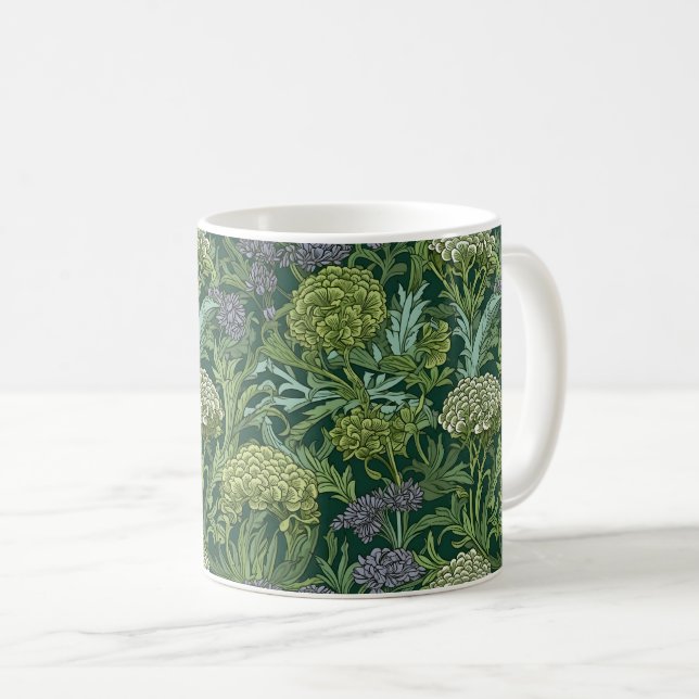 Caneca De Café Padrão floral contínuo no estilo de William Morris (Frente Esquerda)