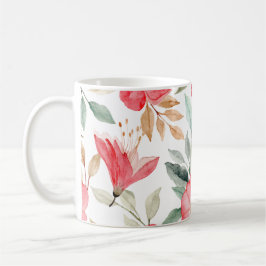 Caneca De Café Padrão Floral Cor de Água Rosa