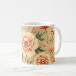 Caneca De Café padrão floral cor-de-rosa poeirento suave