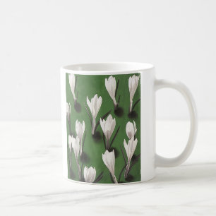Caneca De Café Padrão Floral Crocus Branco Vintage, Flor de Jardi