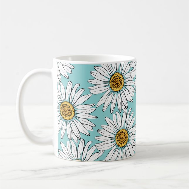 Caneca De Café Padrão Floral da margarida azul (Esquerda)