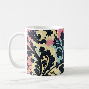 Caneca De Café Padrão Floral Damask Vintage