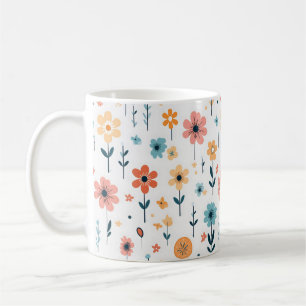 Caneca De Café Padrão Floral das Flores Cutas