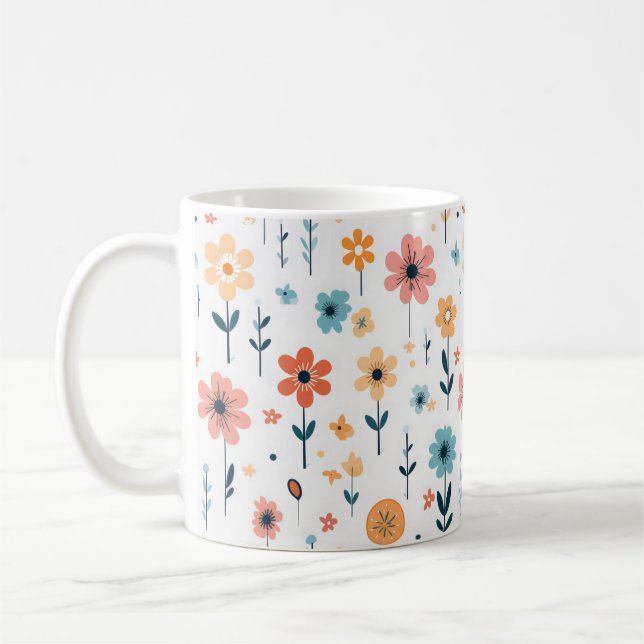 Caneca De Café Padrão Floral das Flores Cutas (Esquerda)