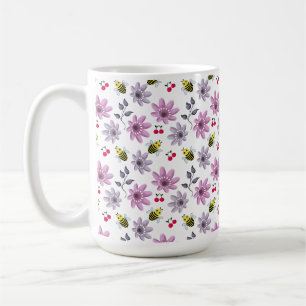 Caneca De Café Padrão Floral de Abelha Fofa Estética Cottagecore