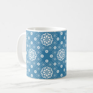 Caneca De Café padrão floral de abstrato aberto em colo azul clar