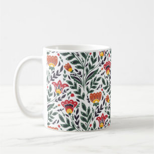 Caneca De Café Padrão floral de arte popular