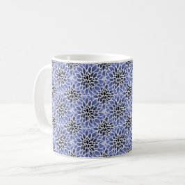 Caneca De Café Padrão Floral de Dahlia Azul