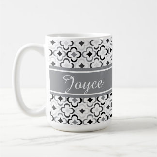 Caneca De Café Padrão Floral de Diamante com Cor e Nome Personali
