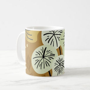 Caneca De Café Padrão Floral de Folhagem Bonito Moderna
