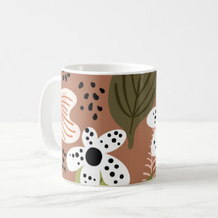 Caneca De Café Padrão Floral de Folhagem Bonito Moderna