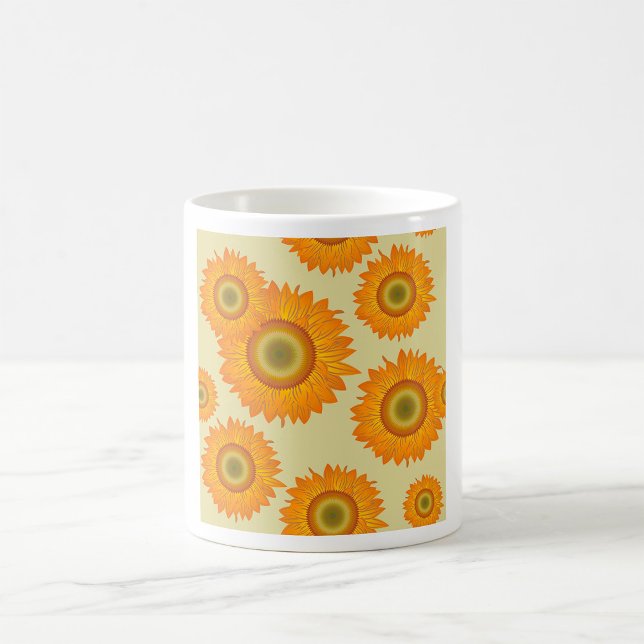 Caneca De Café Padrão Floral de Girassol Amarelo Retro dos Anos 7 (Criador carregado)