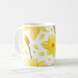 Caneca De Café Padrão Floral de Jardim de Narciso Amarelo da Prim