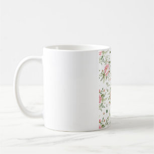 Caneca De Café Padrão Floral de Noiva Rosa Bege Peônia