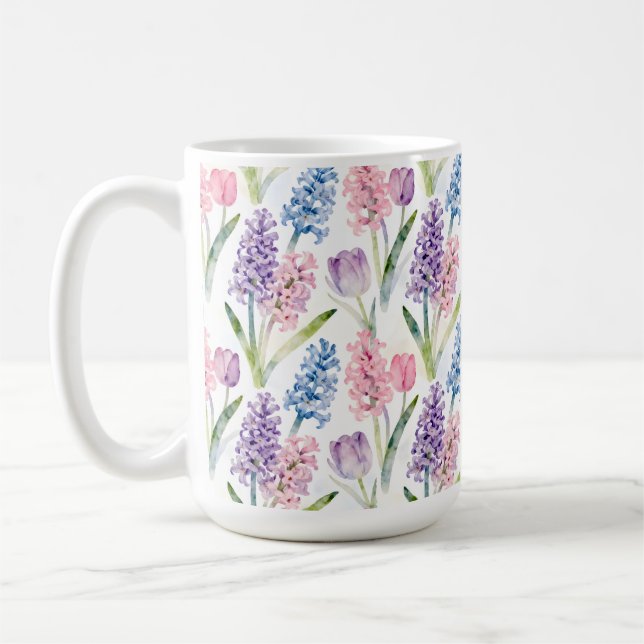 Caneca De Café Padrão Floral de Primavera (Esquerda)