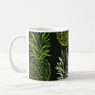 Caneca De Café Padrão floral de rabisco desenhado à mão. Palm lea