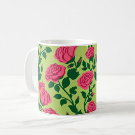 Caneca De Café Padrão Floral de Rosa Rosa