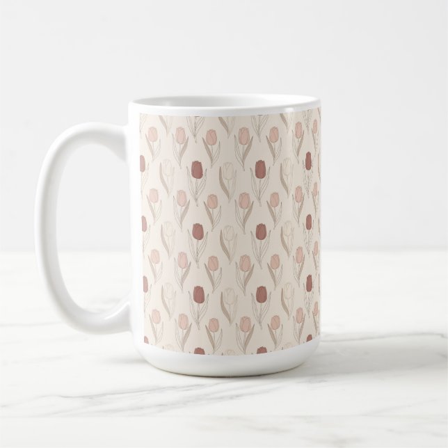 Caneca De Café Padrão Floral de Tulipa Moderna (Esquerda)