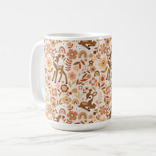 Caneca De Café Padrão Floral do Cachorro de Veado da Madeira